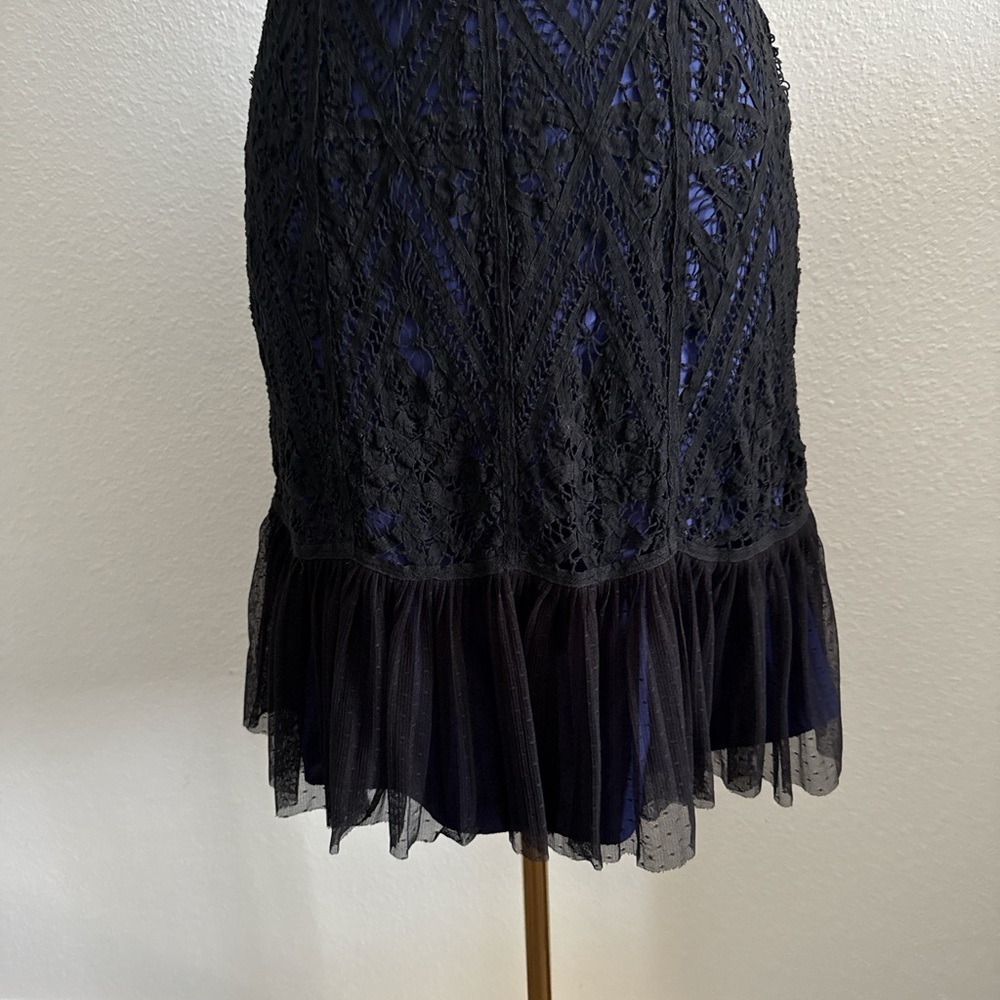 Betsey Johnson Lace Black|Royal Blue Midi Dress Size 6 - Picture 4 of 10